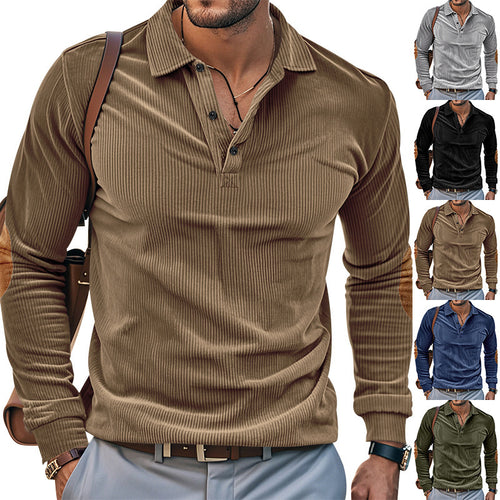 Herren Lässiger Kordpullover mit Lederbesätzen Echoarchiv
