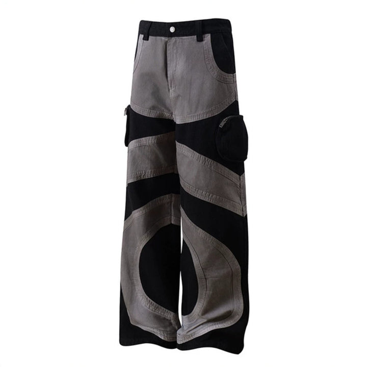 Damen weite Patchwork-Cargo-Culottehose mit aufgesetzten Zipper-Taschen und kontrastnähten Echoarchiv