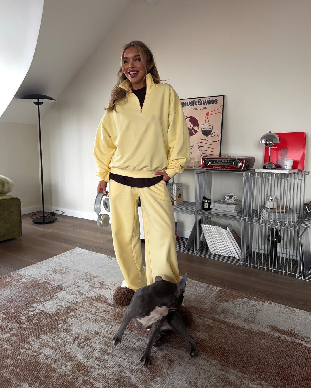 Damen nan Oversize Halbzip-Pullover mit Stehkragen und weitem Lounge-Hose-Set Echo Archiv