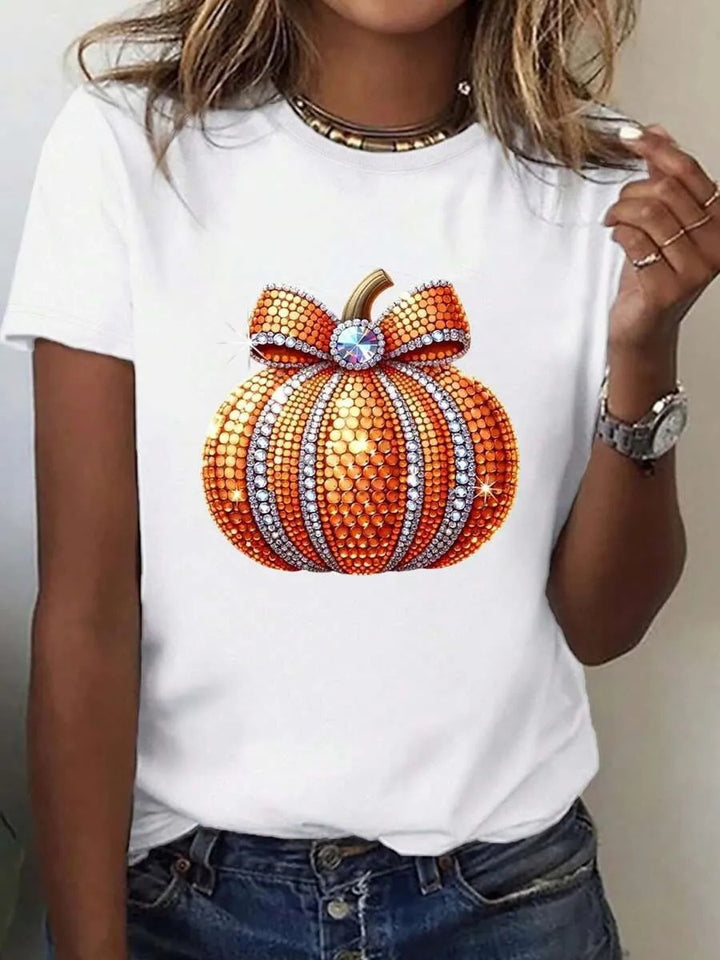 Damen T-Shirt mit stylischem Kürbis-Motiv und aufregendem Animal-Print Echo Archiv