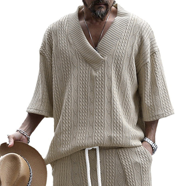 Herren Grobstrick Pullover mit tiefem V-Ausschnitt Echoarchiv