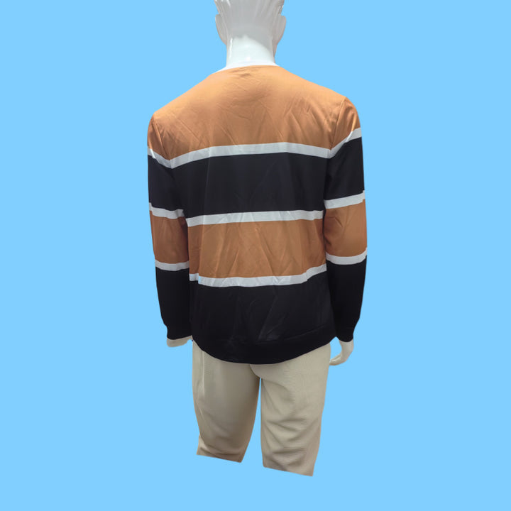 Herren Langarmshirt mit modernem Blockstreifen-Design und Rundhalsausschnitt Echoarchiv