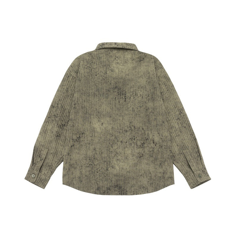 Unisex Leichtes Oversize-Hemdjacken-Shirt mit gewaschener Struktur und Brusttasche Echoarchiv