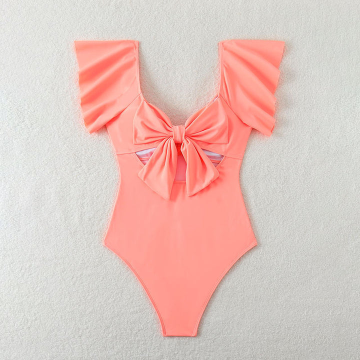 Damen eleganter Einteiler Badeanzug mit Rüschendetails Echo Archiv