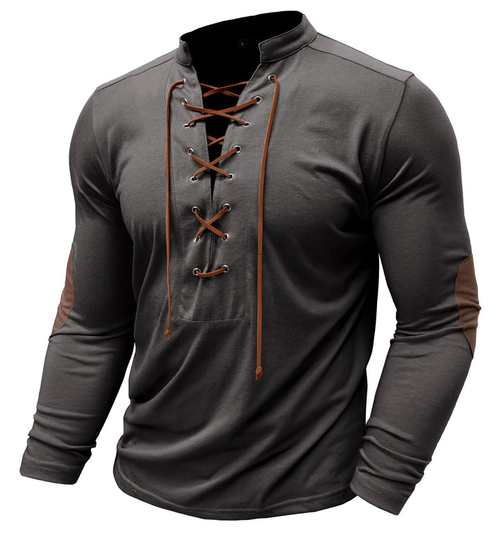 Herren Langarmshirt mit modischem Lacing-Design und Kontrast-Details Echoarchiv