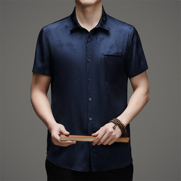 Herren Kurzarmhemd mit ansprechendem Floral-Muster und feinem Glanz Echoarchiv