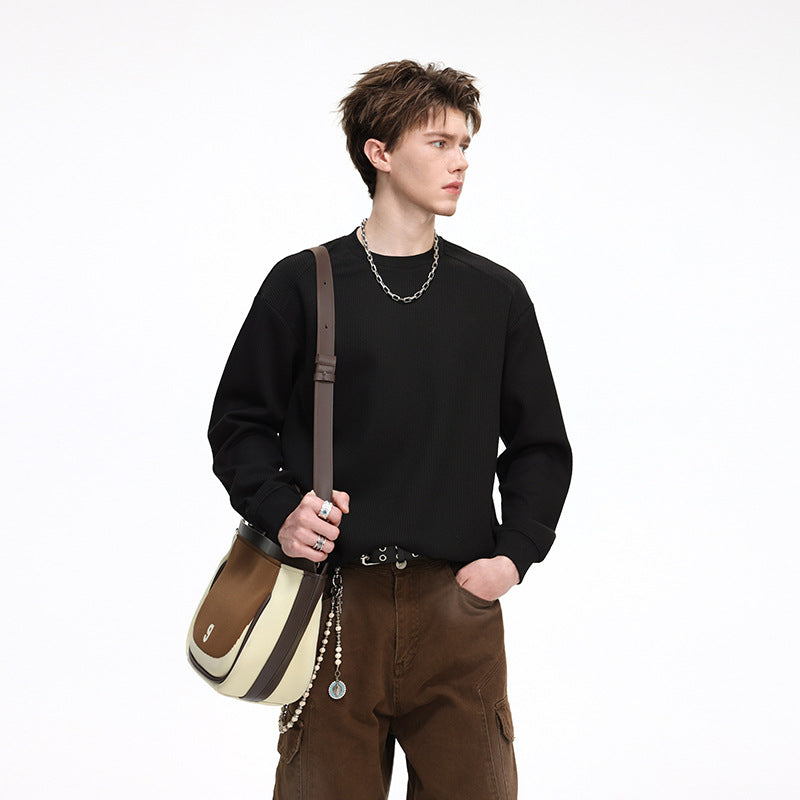 Herren Gerippter Struktur-Sweatshirtpullover mit Drop-Shoulder und relaxed Fit Echo Archiv