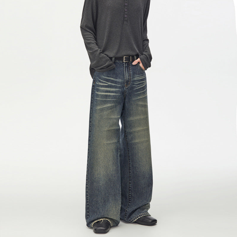 Damen Extraweite Vintage-inspirierte Palazzodenim mit tiefem Schritt und geprägten Falten Echo Archiv