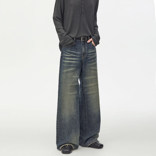 Damen Extraweite Vintage-inspirierte Palazzodenim mit tiefem Schritt und geprägten Falten Echo Archiv