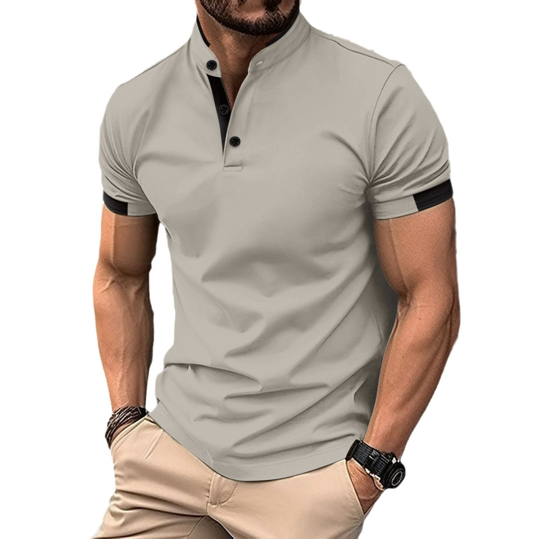 Herren stilvolles Mandarin-Kragen Performance Polo-Shirt Echoarchiv