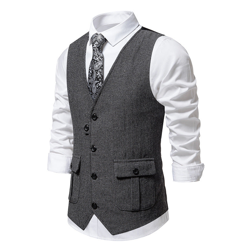 Herren elegante Weste im strukturierten Hahnentrittdesign Echoarchiv