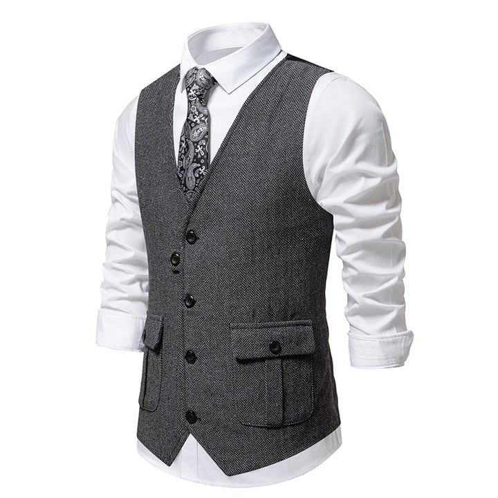 Herren elegante Weste im strukturierten Hahnentrittdesign Echoarchiv