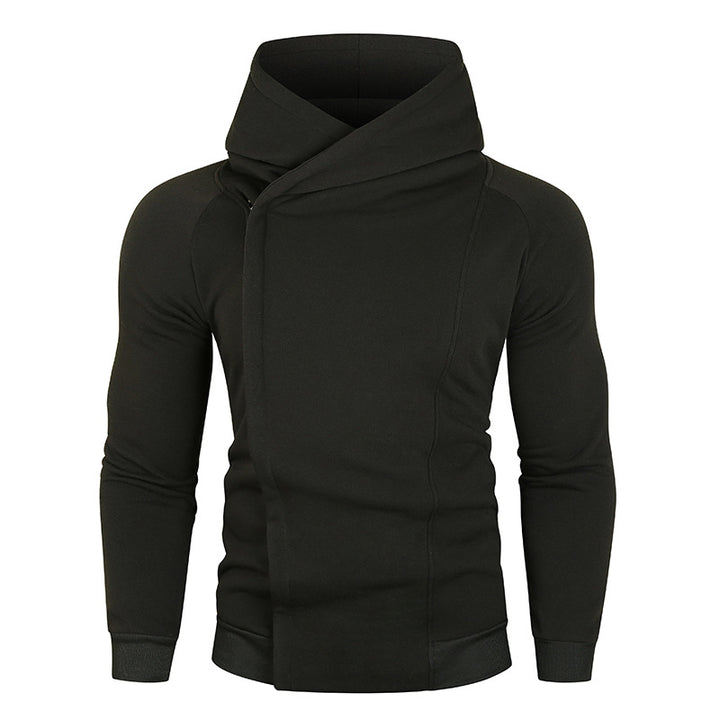 Herren Kapuzenpullover mit asymmetrischem Reißverschluss und hohem Kragen Echoarchiv