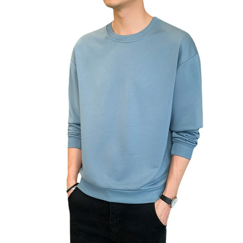 Herren Minimalistisches Rundhalsausschnitt-Sweatshirt aus Baumwollmix mit gerippten Bündchen Echoarchiv