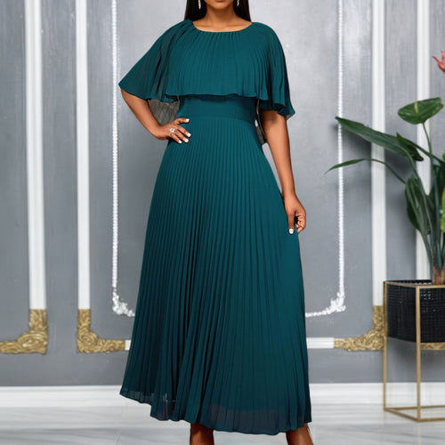 Damen Elegantes Plissee-Maxi-Kleid mit fließenden Ärmeln Echo Archiv
