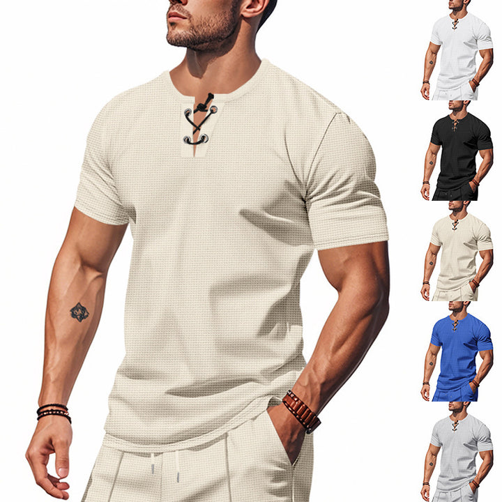 Herren Kurzarm Henley-Shirt mit interessanter Knopfleiste Echoarchiv