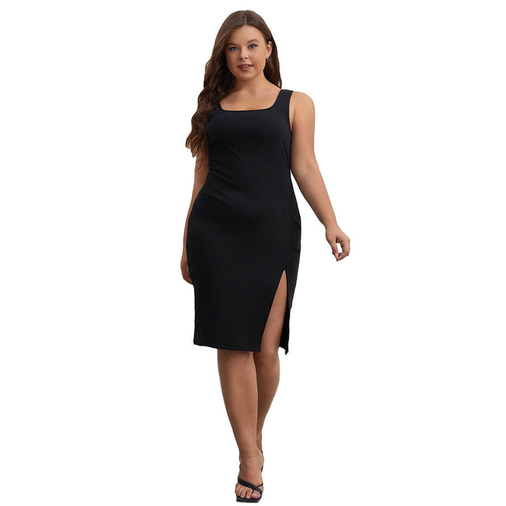 Damen Schickes Minikleid mit tiefem V-Ausschnitt und seitlichem Schlitz Echo Archiv