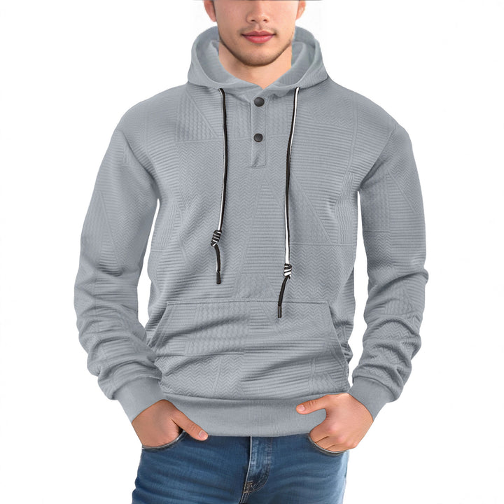 Herren Texturierter Kapuzenpullover mit gesteppter Patchstruktur und Druckknopfleiste Echoarchiv
