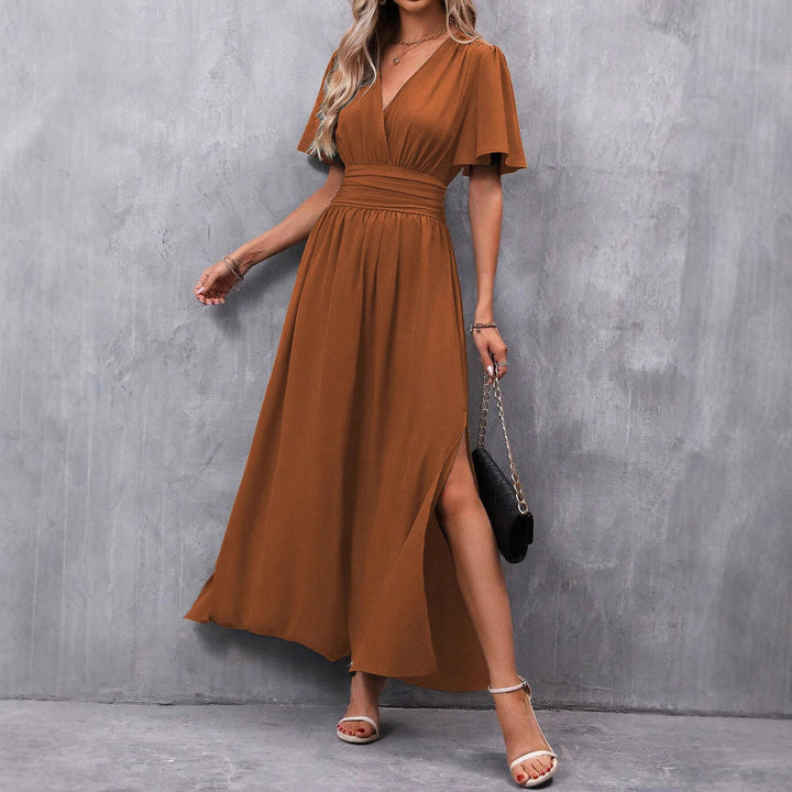 Damen Maxikleid mit Fließendem Schnitt und Eleganten Ärmeln Echoarchiv