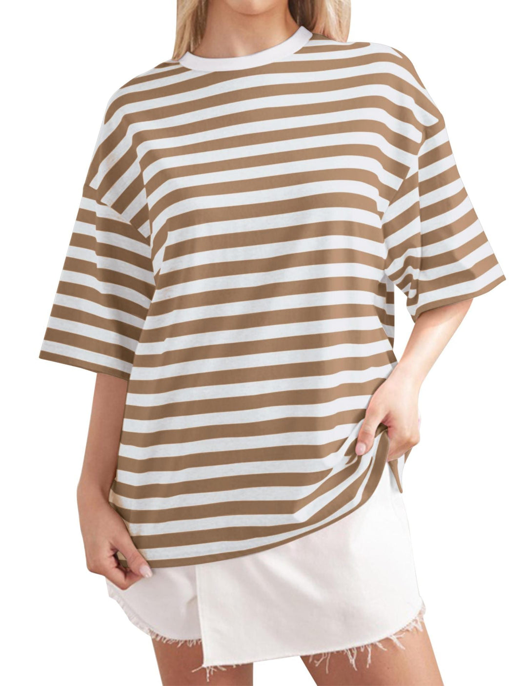 Damen Lässiges Oversized T-Shirt mit breiten Streifen Echoarchiv