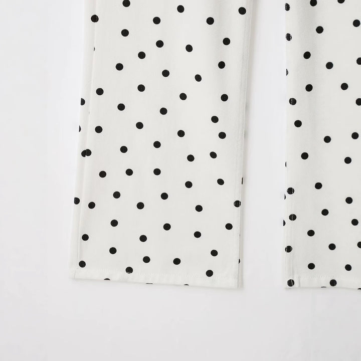 Damen Jeanshose mit weitem Bein, hohem Bund und Polka‑Dot‑Print Echo Archiv