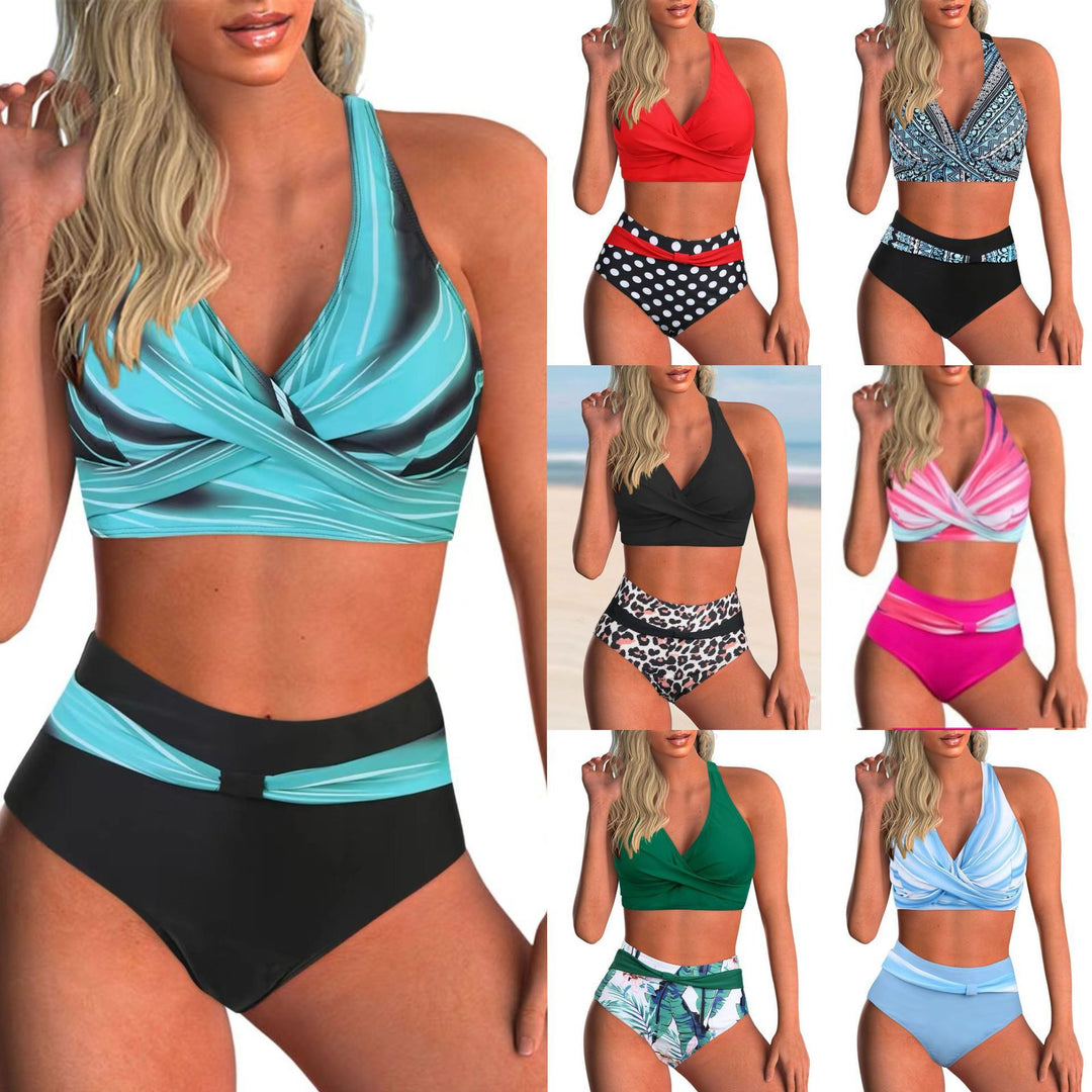 Damen Hochtailliertes Bikini-Set mit modischem Wickeloberteil Echo Archiv