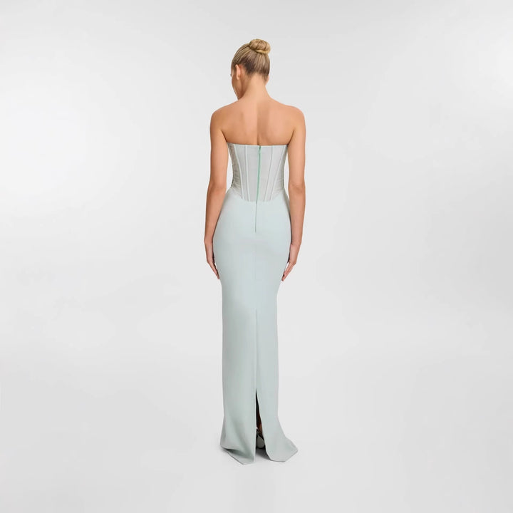 Damen Körpernahes Maxikleid mit eleganter Drapierung und innovativem Rückendesign Echo Archiv
