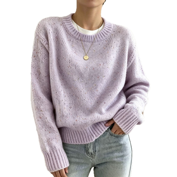 Damen Oversize Pullover in Mohair-Optik mit Rundhalsausschnitt und Konfetti‑Struktur – Mavelle