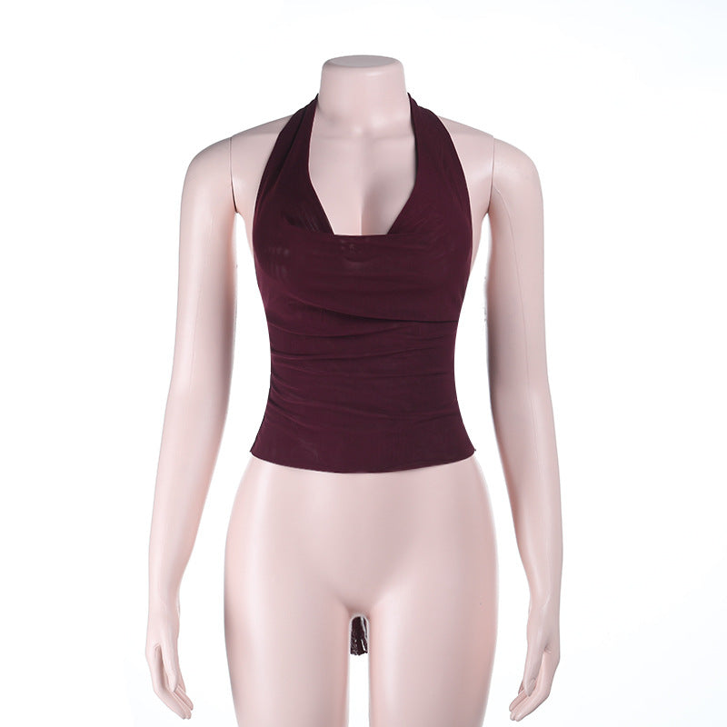 Damen figurbetontes Halter-Top mit tiefem V-Ausschnitt und elastischem Saum Echo Archiv