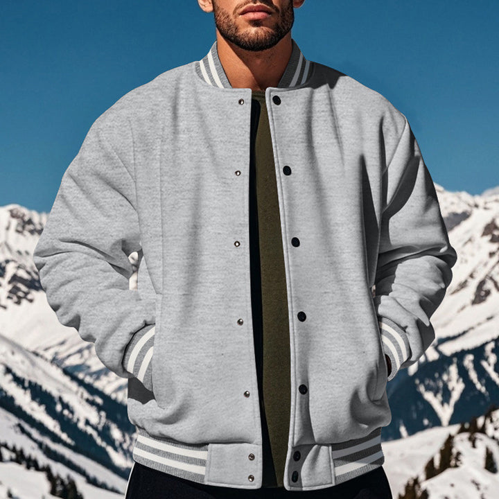 Herren sportliche Collegejacke mit praktischem Druckknopfverschluss Echoarchiv