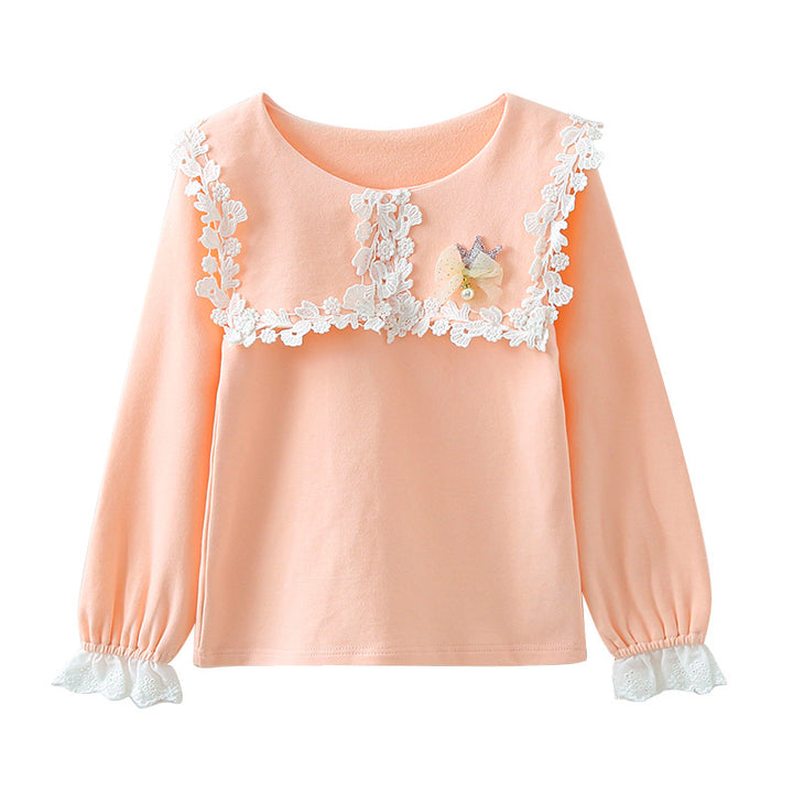 Mädchen modisches Sweatshirt mit floralem Spitzeneinsatz Echo Archiv