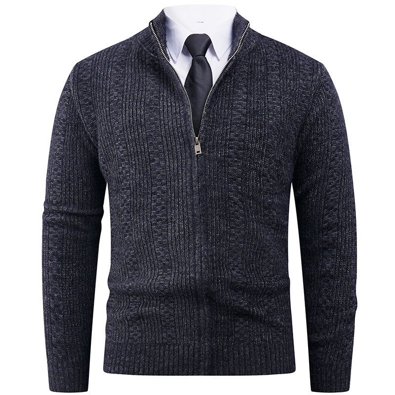 Herren Strickjacke mit modernem Reißverschluss und Zopfmuster Echoarchiv