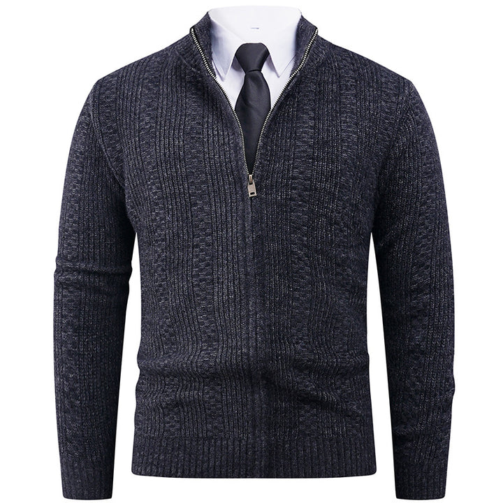 Herren Strickjacke mit modernem Reißverschluss und Zopfmuster Echoarchiv