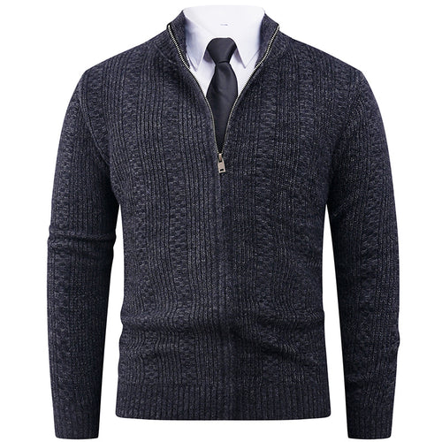 Herren Strickjacke mit modernem Reißverschluss und Zopfmuster Echoarchiv