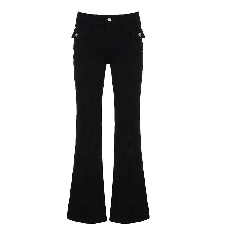 Damen High‑Waist Schlaghose mit Ziernaht und Klappentaschen Echo Archiv