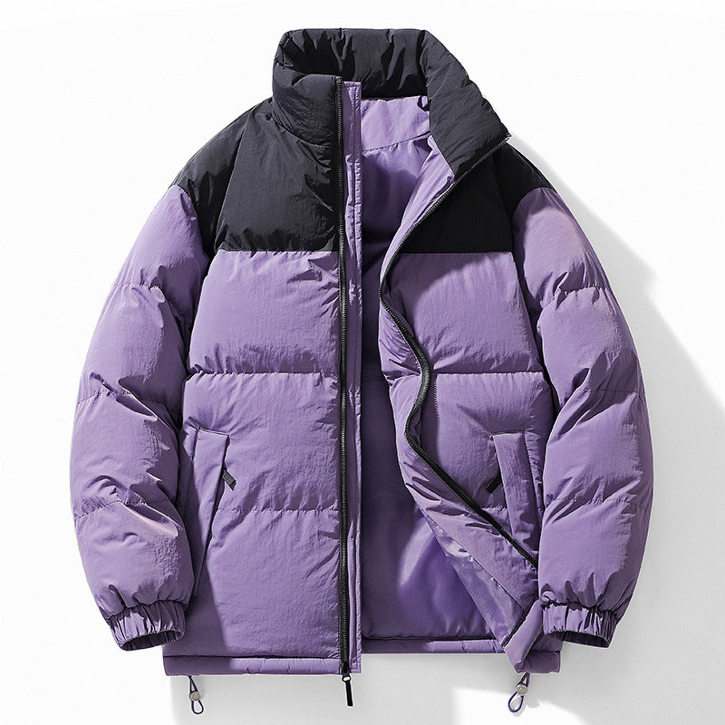 Herren gesteppte Thermojacke mit hohem Stehkragen, zwei-Wege-Reißverschluss und Kordelzugsaum – Marzano