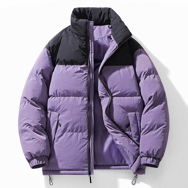 Herren gesteppte Thermojacke mit hohem Stehkragen, zwei-Wege-Reißverschluss und Kordelzugsaum – Marzano