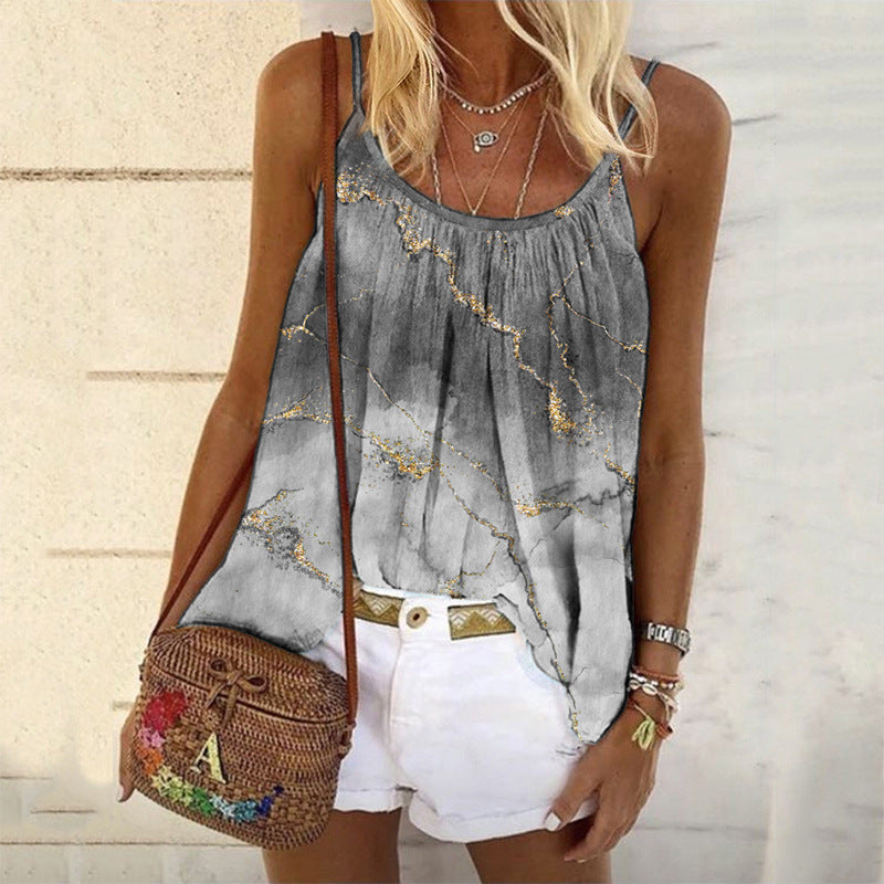 Damen Sommerliches Tanktop mit modischem Marmormuster Echo Archiv