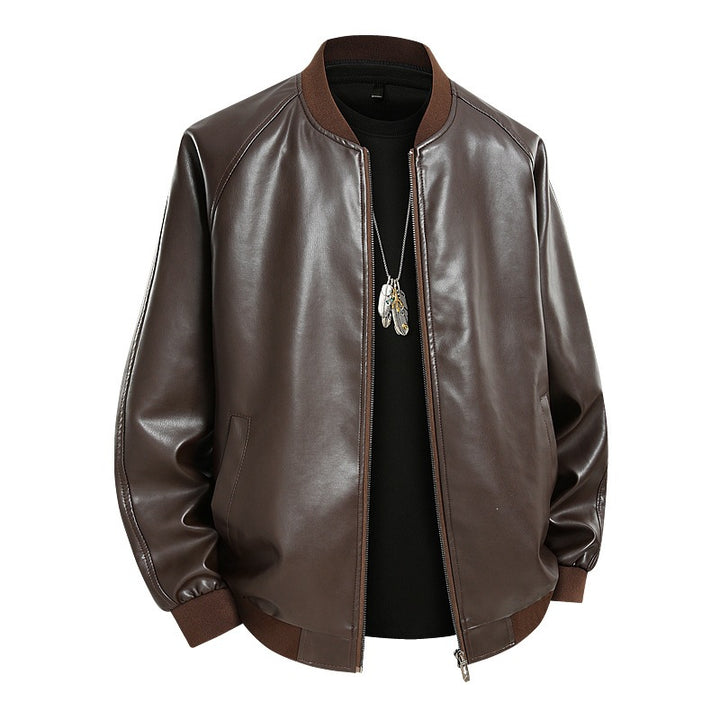 Herren Modische Leder Bomberjacke Echo Archiv