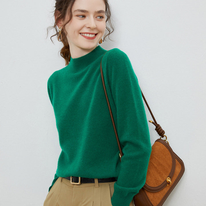 Damen weicher Feinstrick-Mockneckpullover mit Angora‑Look und legerer Silhouette Echoarchiv