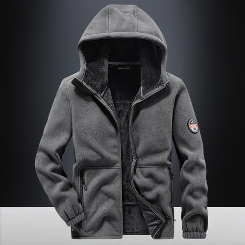 Herren Kapuzen-Fleecejacke mit Teddy-Innenfutter und Reißverschlusstaschen – Taviero