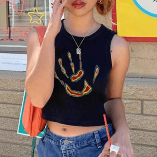 Damen Crop-Top mit mutigem Statement-Druck Echo Archiv