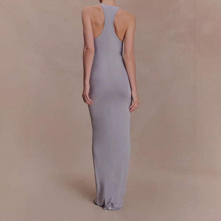 Damen Hochwertiges Abendkleid mit tiefem V-Ausschnitt und Raffungen Echo Archiv