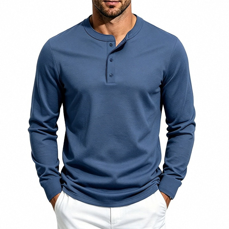 Herren Slim-Fit Thermo-Longsleeve mit 3-Knopf-Henley-Ausschnitt Echoarchiv