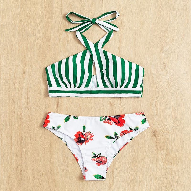 Damen Hoch tailliertes Bikini-Set mit asymmetrischem Oberteil Echo Archiv