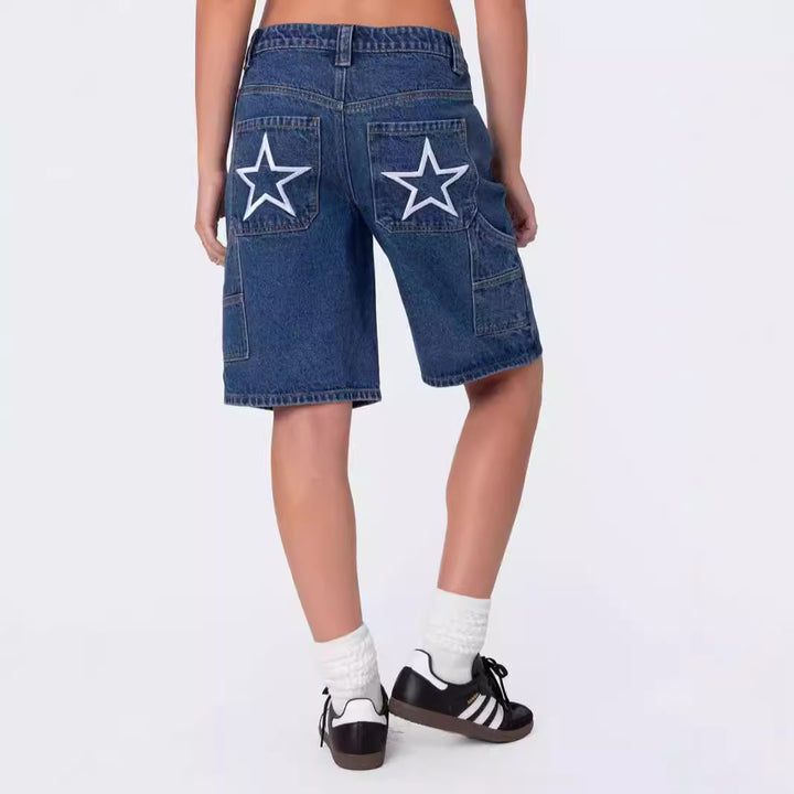 Damen modische Denim-Shorts im lässigen Schnitt mit hoher Taille Echo Archiv