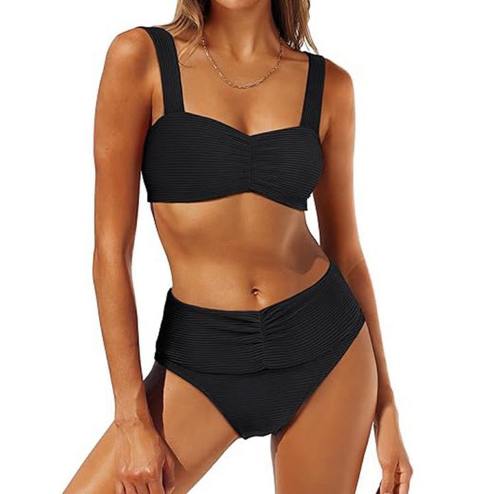 Damen Hochtailliertes Bikini-Set mit gerafftem Oberteil Echo Archiv
