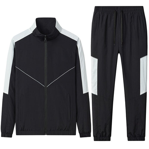 Herren Zweiteiliges atmungsaktives Nylon-Trainingsset mit Stehkragen und Kontrastpaneelen Echoarchiv