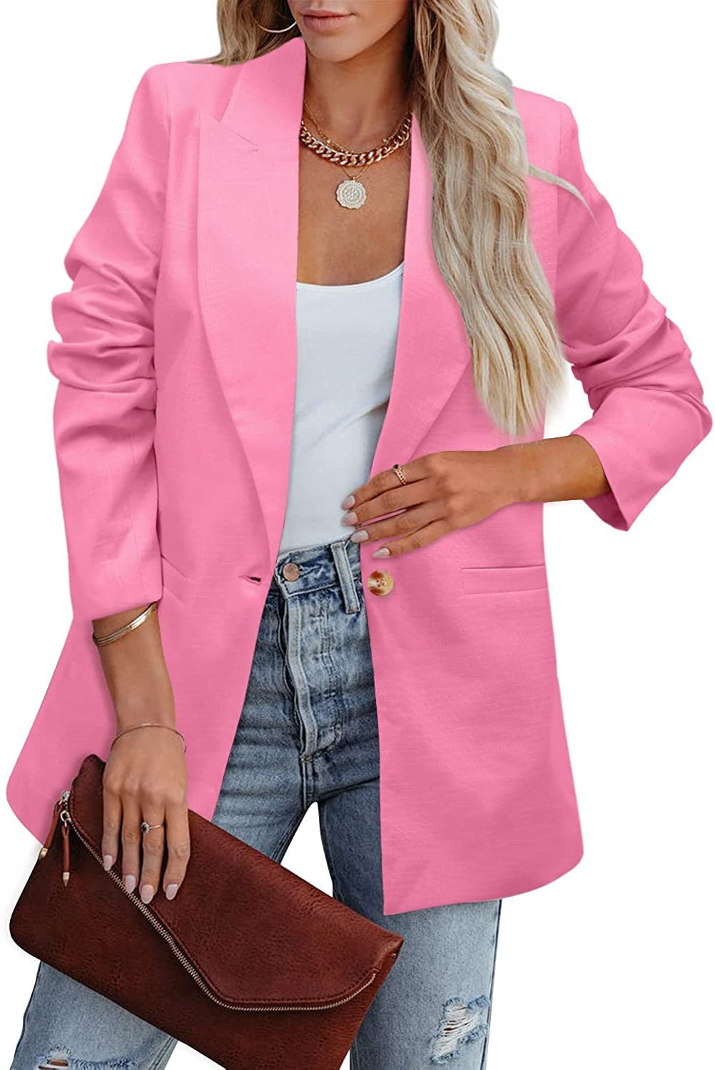 Echoarchiv | Doppelreihiger Blazer mit Gerafften Ärmeln und Taschen