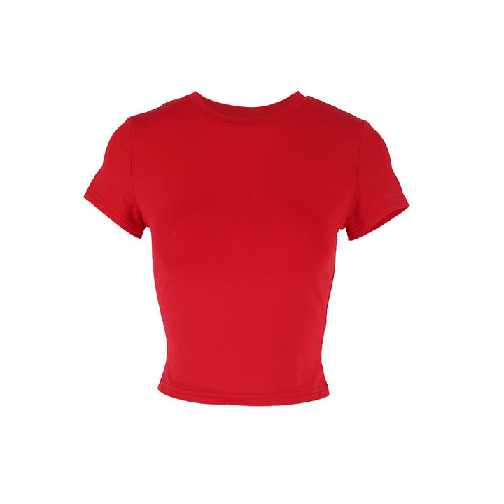 Damen figurbetontes Crop-Top mit Rundhalsausschnitt und elastischem Material Echo Archiv